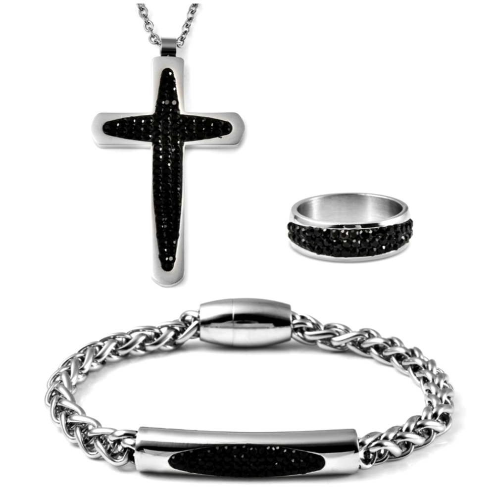 Men's All Natural Black Spinel Paved Jewelry Collection